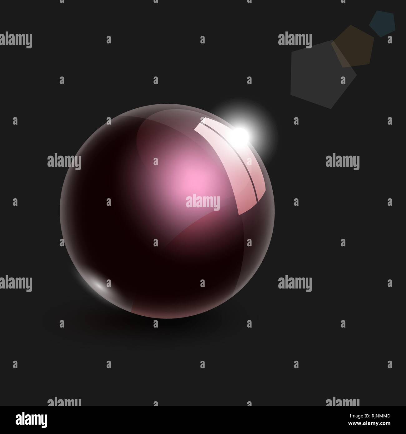 realistic glass ball with bokeh 3d vector illustration Stock Vector