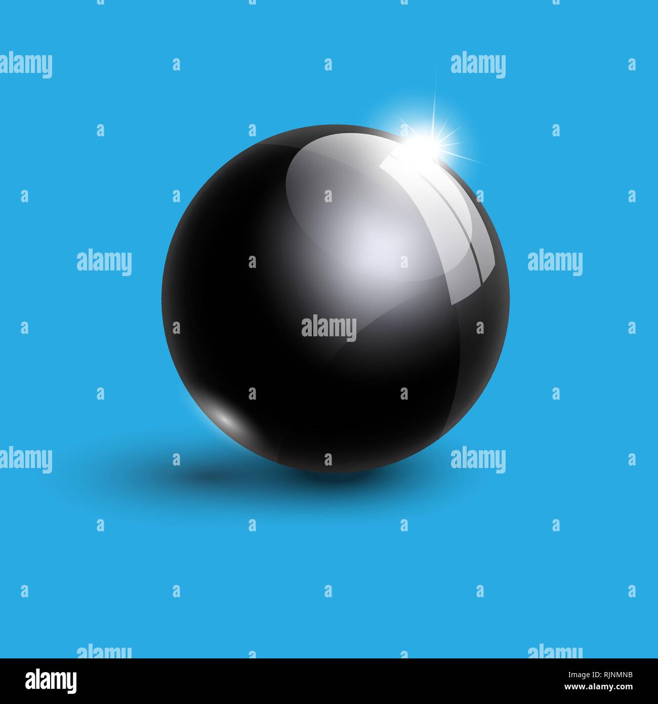 realistic black glass ball 3d vector illustration Stock Vector
