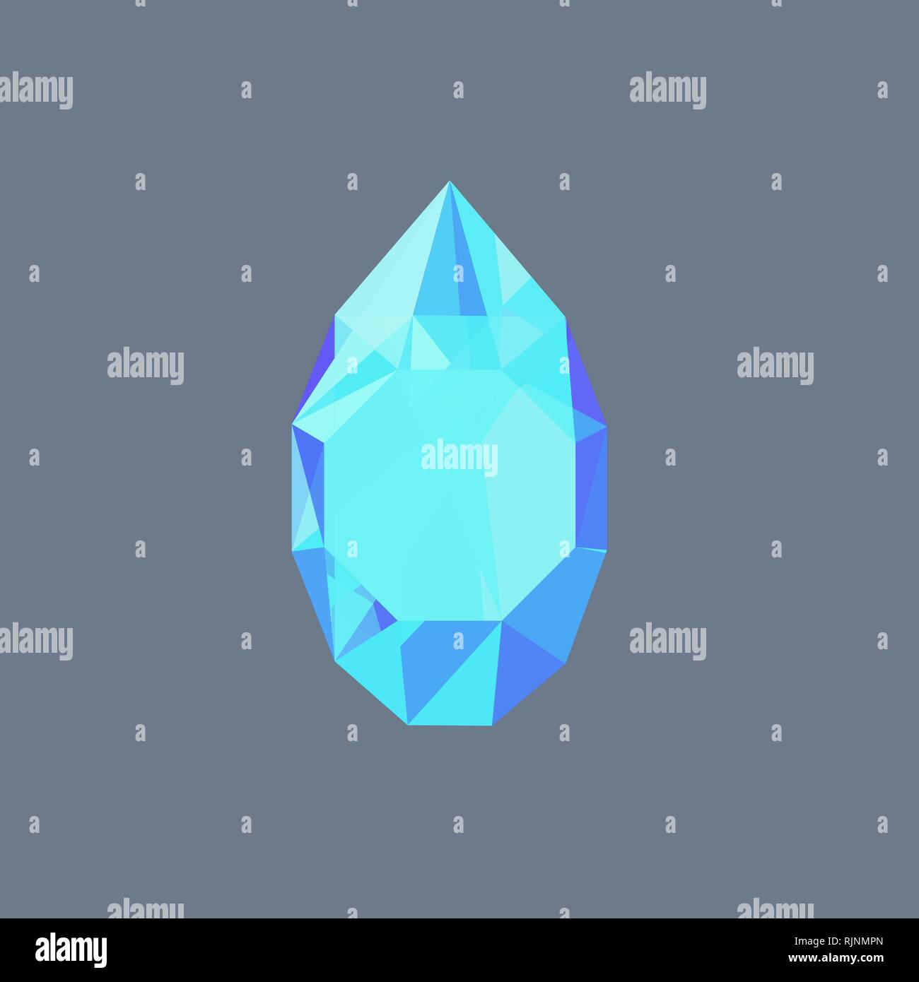 Aquamarine gem shining logo vector drop shaped Stock Vector