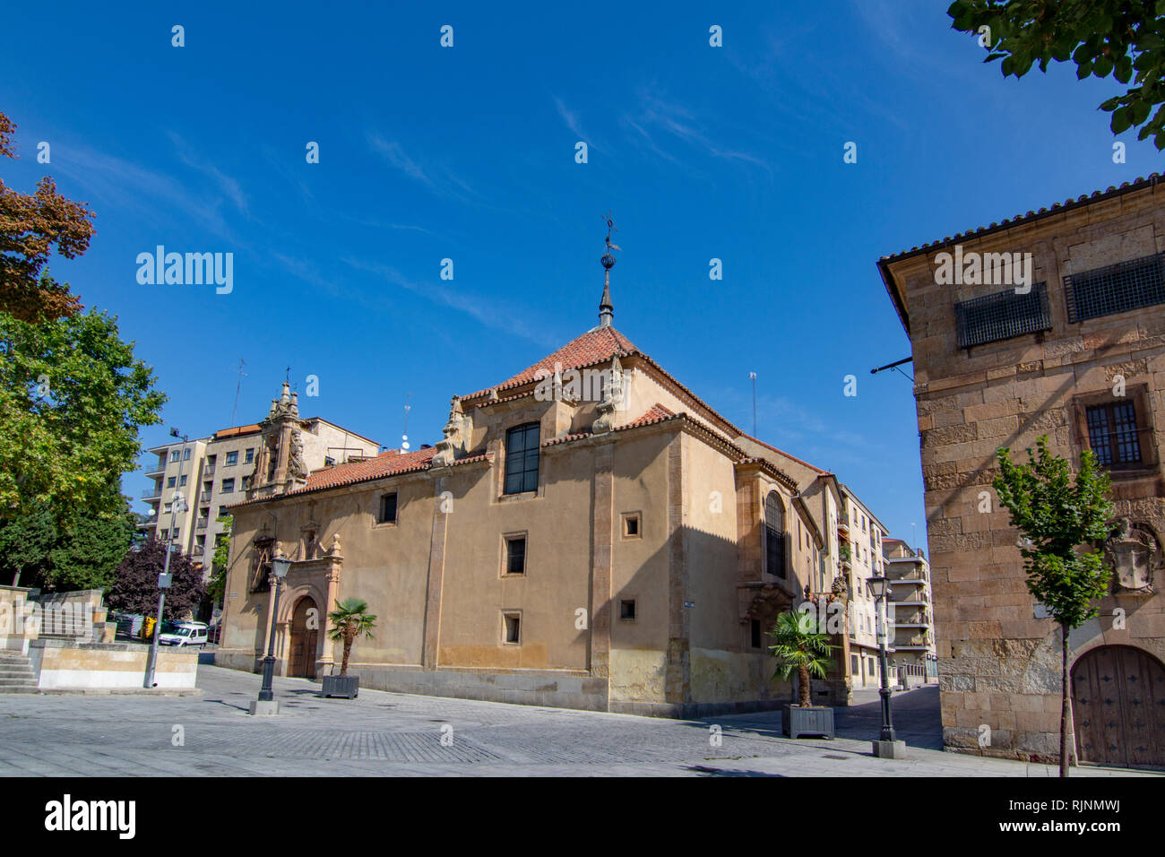 Salamanca, Spain; September 2018: view of the facade of the church of Vera Cuz in the historic center of the city of Salamanca Stock Photo