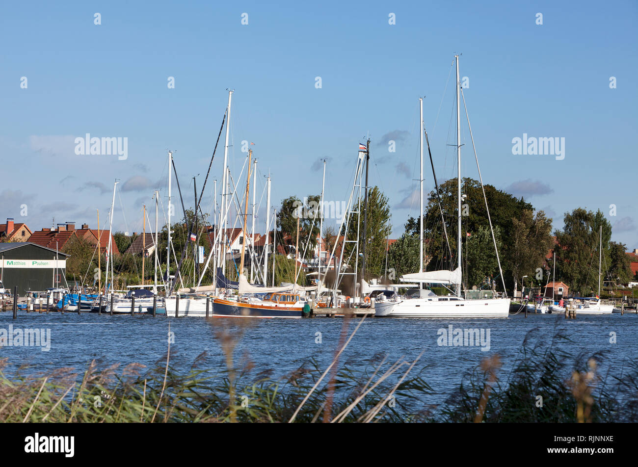 View over the Schlei from Sundsacker to Arnis, Schleswig-Holstein, Germany, Europe Stock Photo