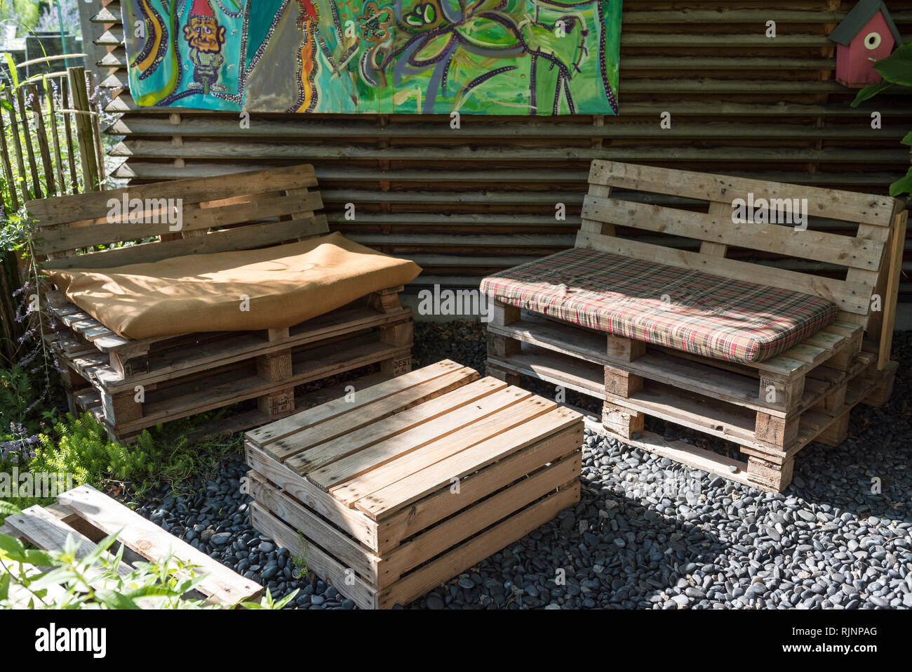 Garden Furniture Made Of Wooden Pallets Stock Photo 235277128 Alamy