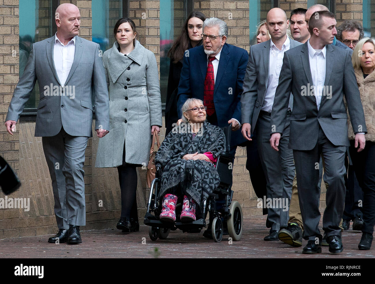 Rolf Harris and his wife Alwen Hughes arrive at Southwark Crown Court on January 14, 2014. Stock Photo