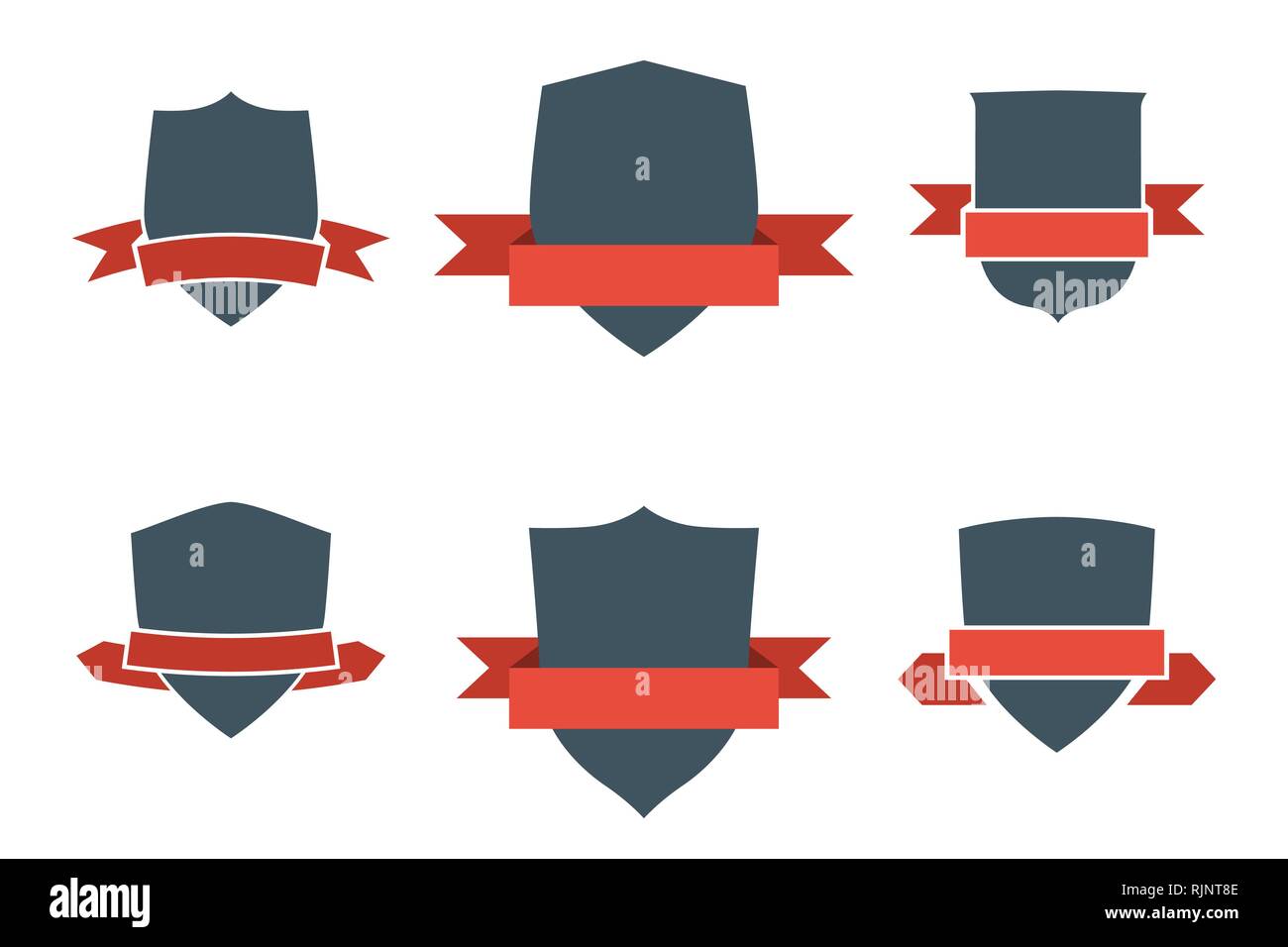 Vintage shields set with red ribbons isolated Stock Vector