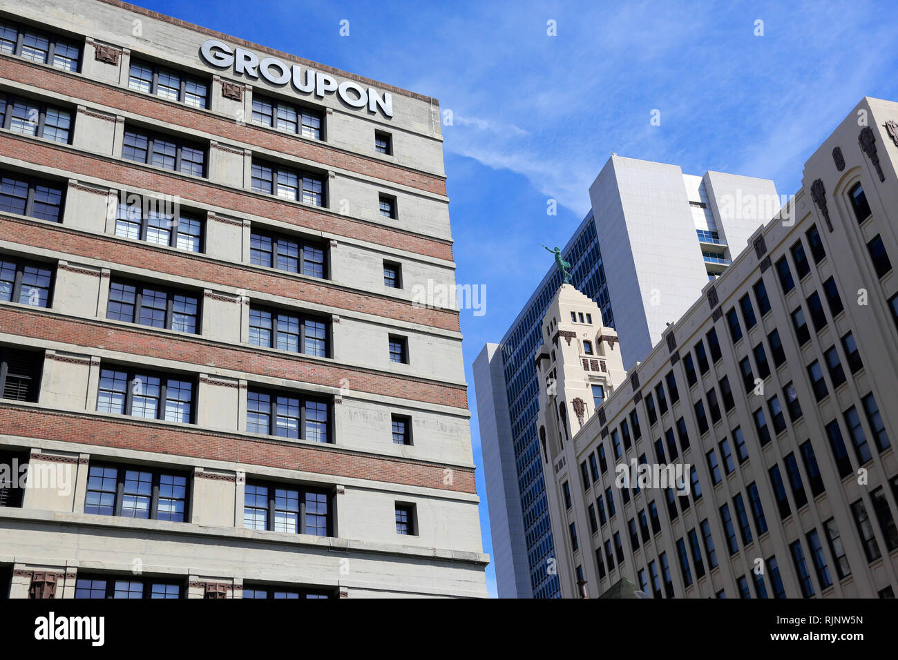 Exterior view of headquarter of Groupon.Chicago. Illinois.USA Stock Photo