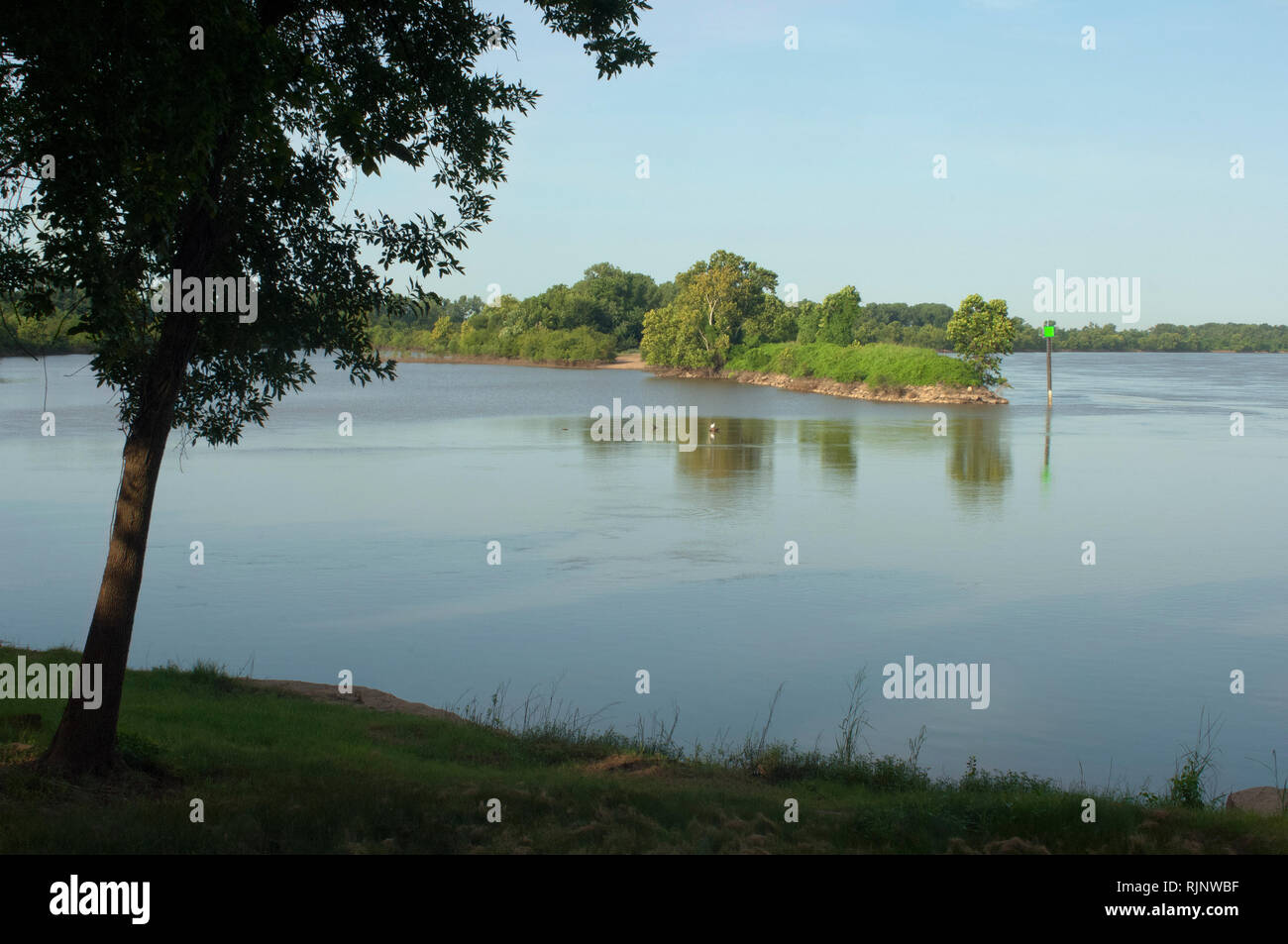 Arkansas River, looking at Oklahoma shore from Fort Smith National Historic Site, Arkansas. Digital photograph Stock Photo