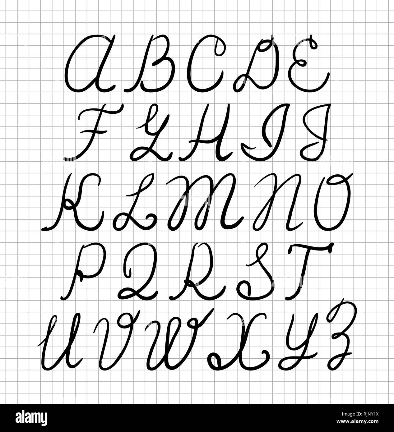 Hand drawn letters. Stylish font ABC in a linear sketch style