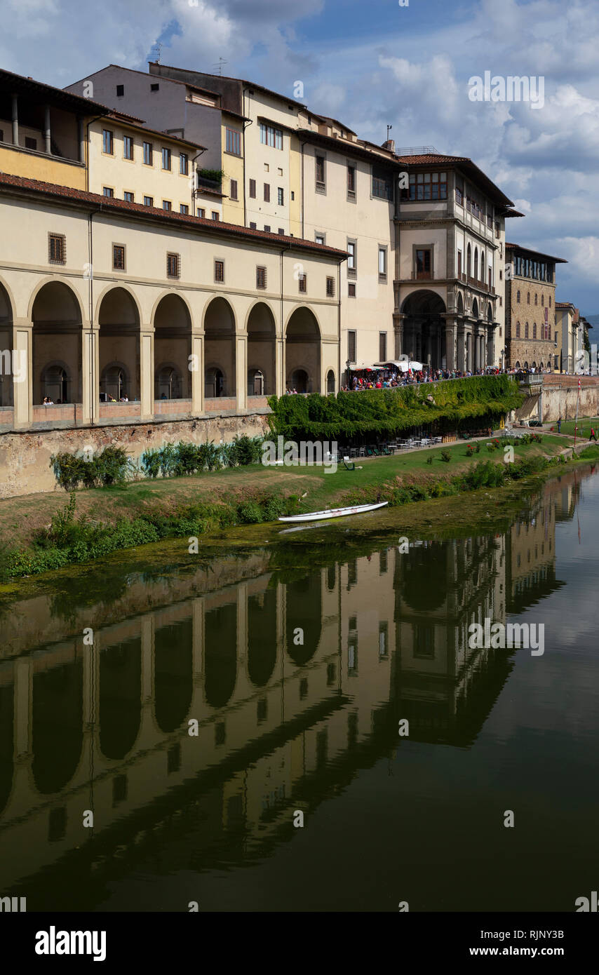 The Vasari Corridor from Ponte Vecchio, Florence, Italy Stock Photo