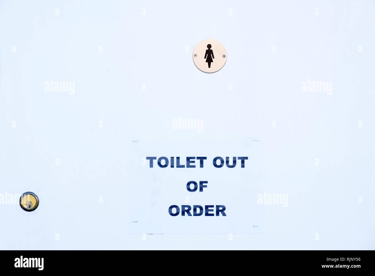 Female toilet sign out of order broken Stock Photo