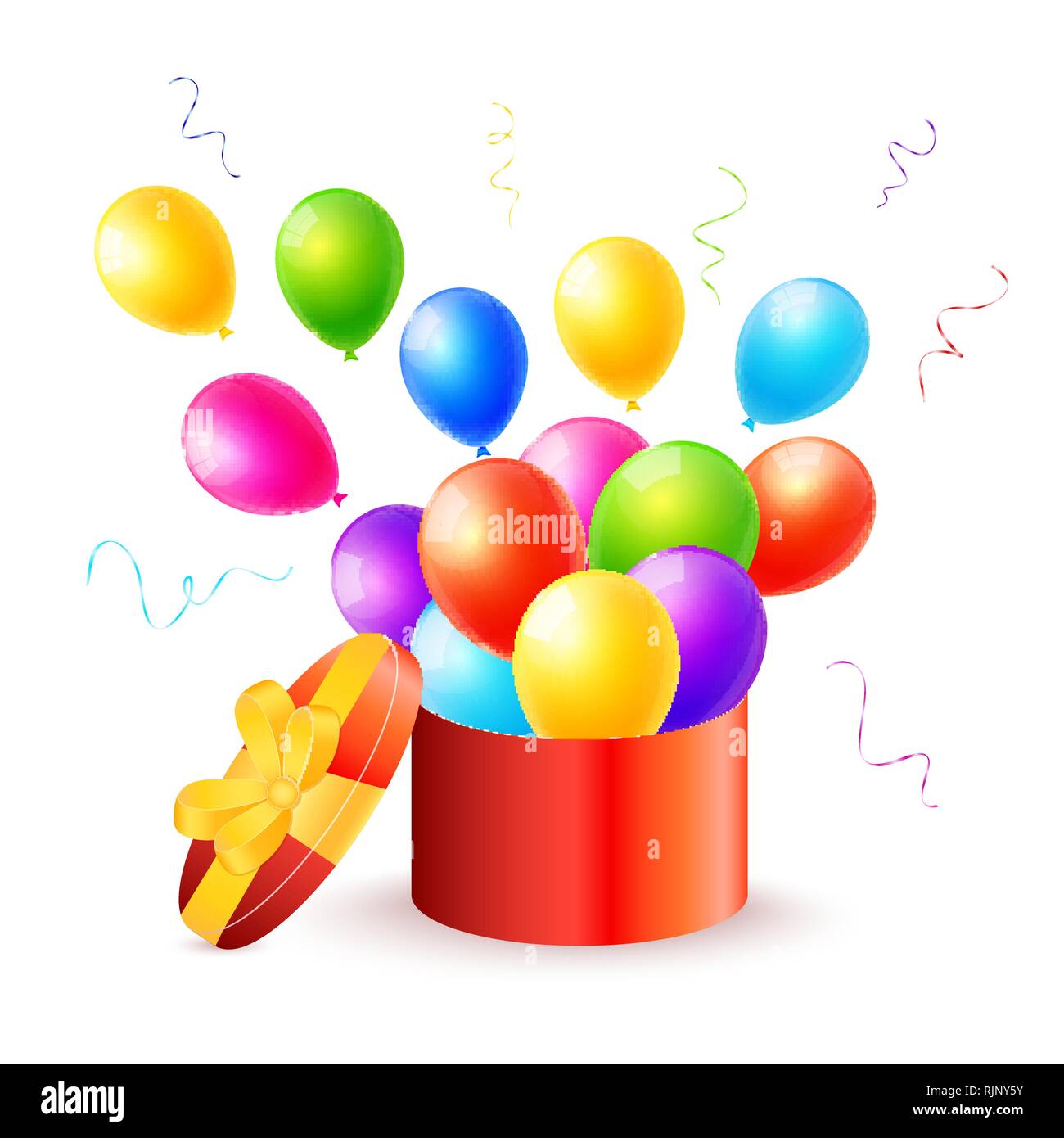 Gift box with colorful balloons vector Stock Vector