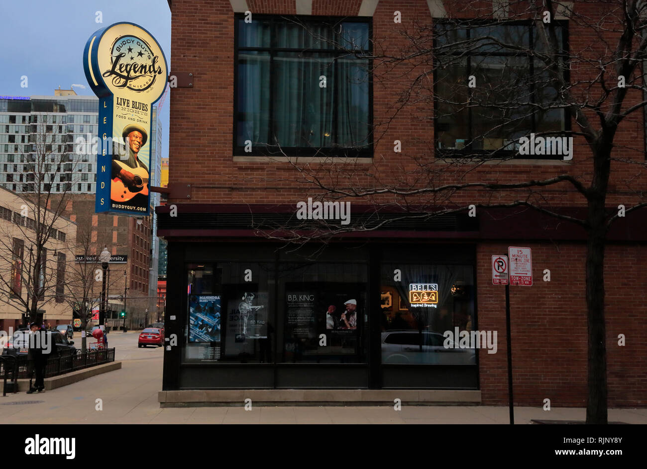 Exterior view of Buddy Guy's Legends blues club in Chicago.Illinois.USA Stock Photo