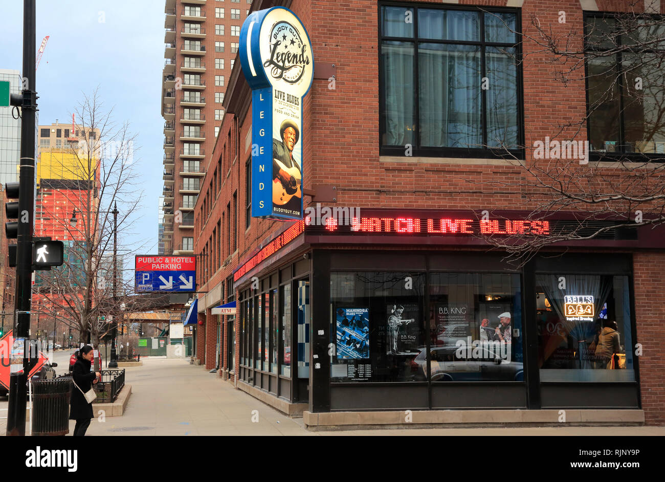 Exterior view of Buddy Guy's Legends blues club in Chicago.Illinois.USA Stock Photo