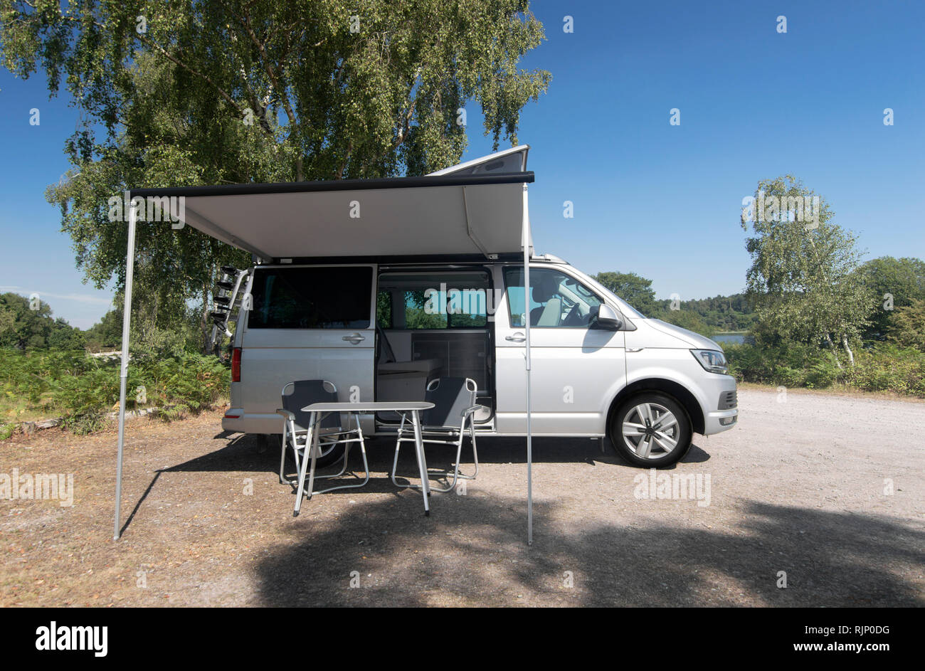Volkswagen VW Camper Van Vacation, Holiday Destination Travelling around in a Camper Van for Vacation, Holiday Destination Stock Photo
