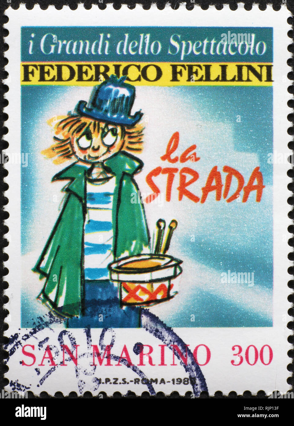 Poster Of Movie La Strada By Fellini On Postage Stamp Stock Photo Alamy