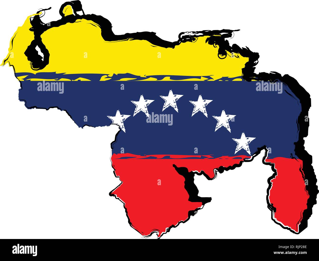 Map Of Venezuela With Flag Stock Vector Image And Art Alamy