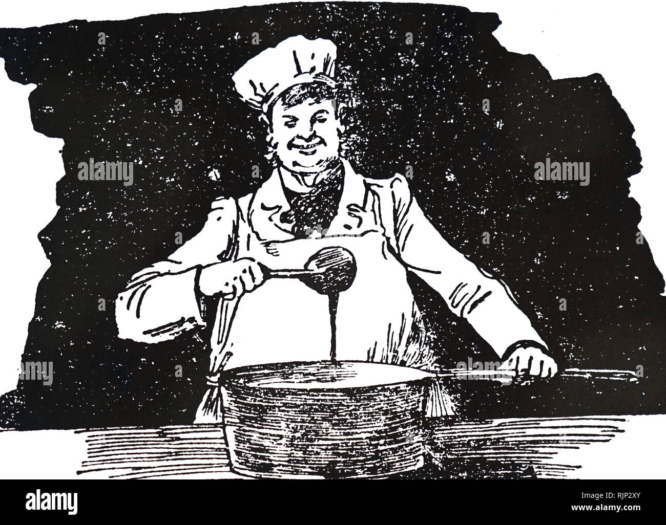 An engraving depicting a chef. Dated 19th century Stock Photo