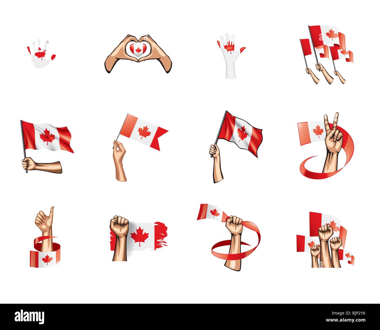 Canada flag and hand on white background. Vector illustration Stock ...