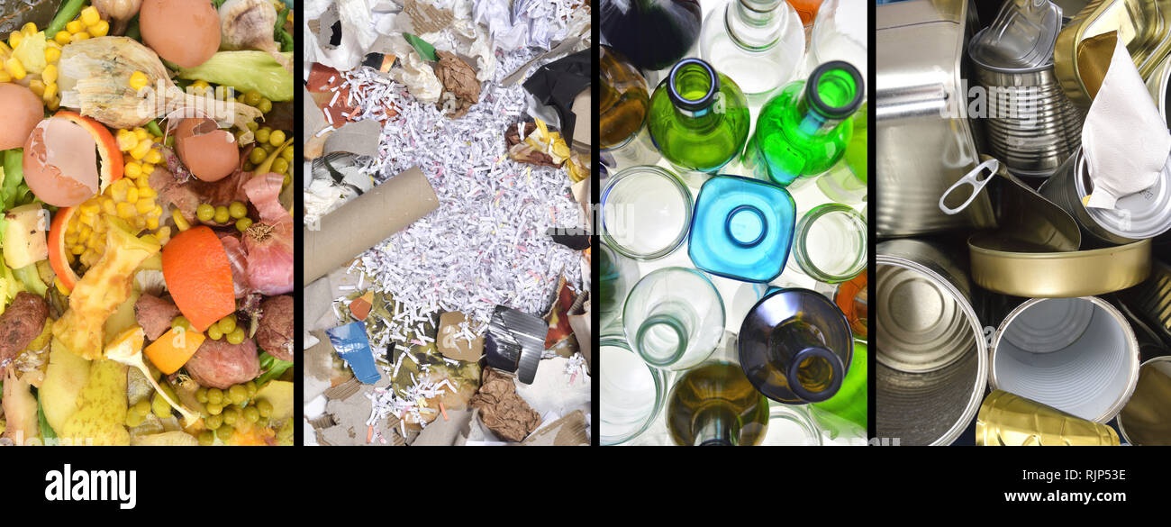 recycling organic,paper,glass and tin can Stock Photo