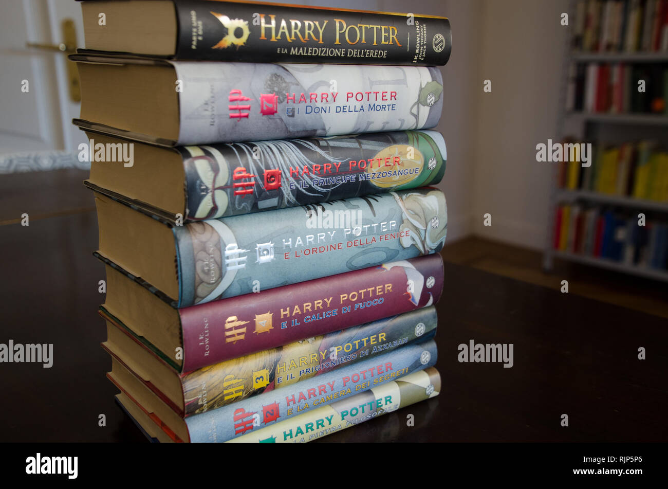 Harry Potter saga. Books written in Italian. Milan, February 7th, 2019  Stock Photo - Alamy