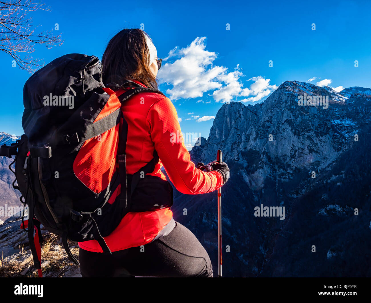 Female hiker in thealps Stock Photo - Alamy