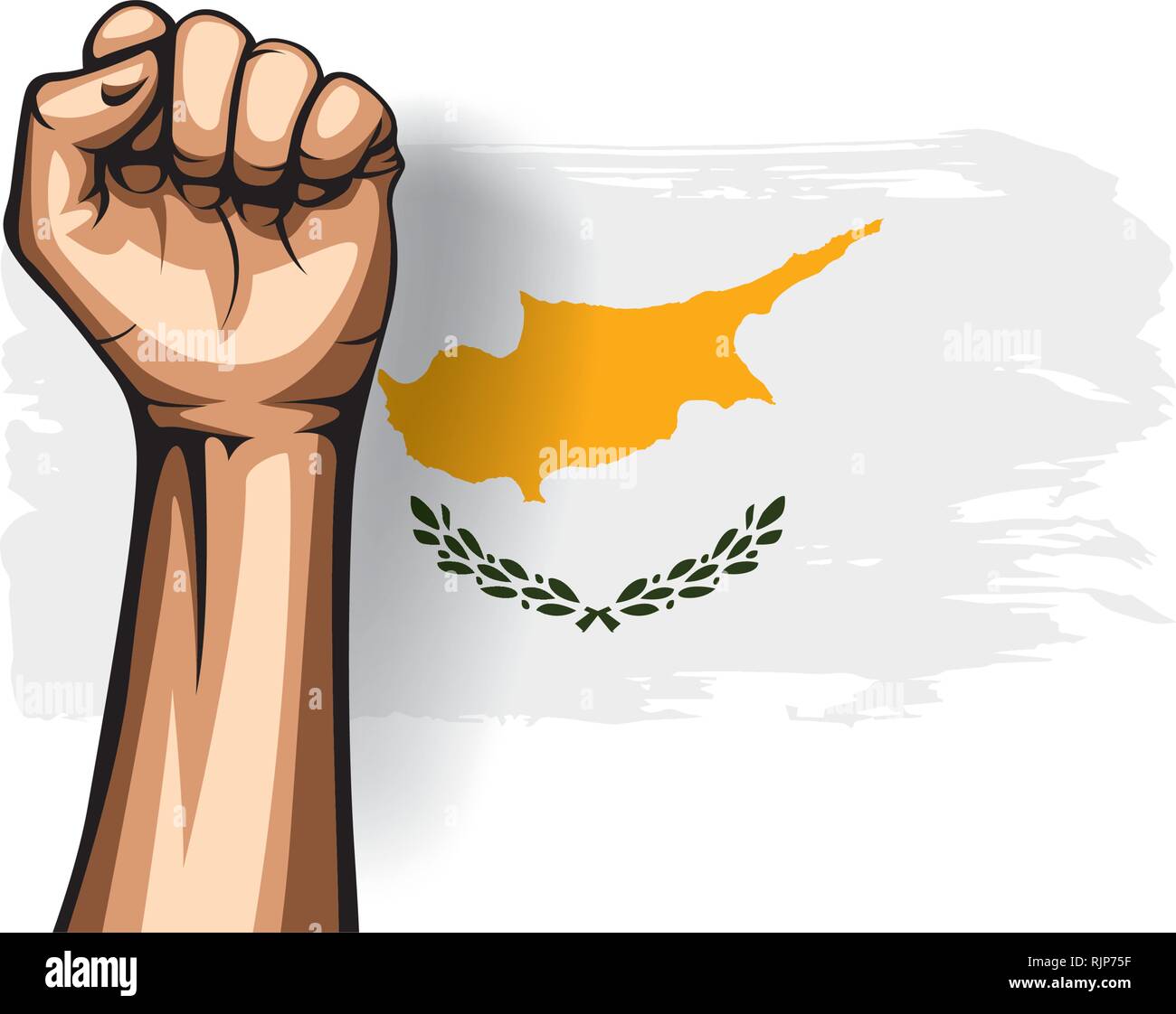 Cyprus flag and hand on white background. Vector illustration Stock ...