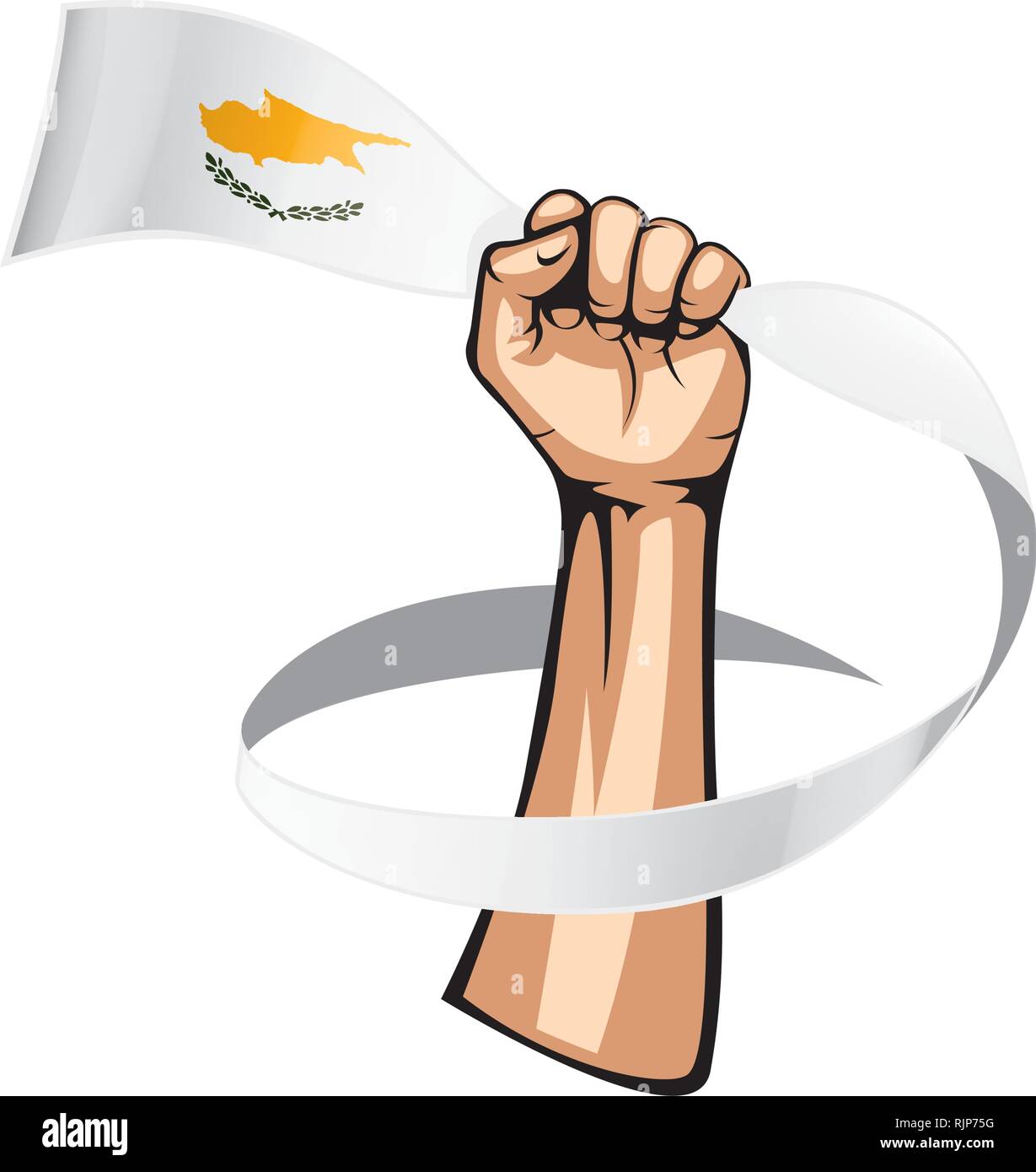 Cyprus flag and hand on white background. Vector illustration Stock ...