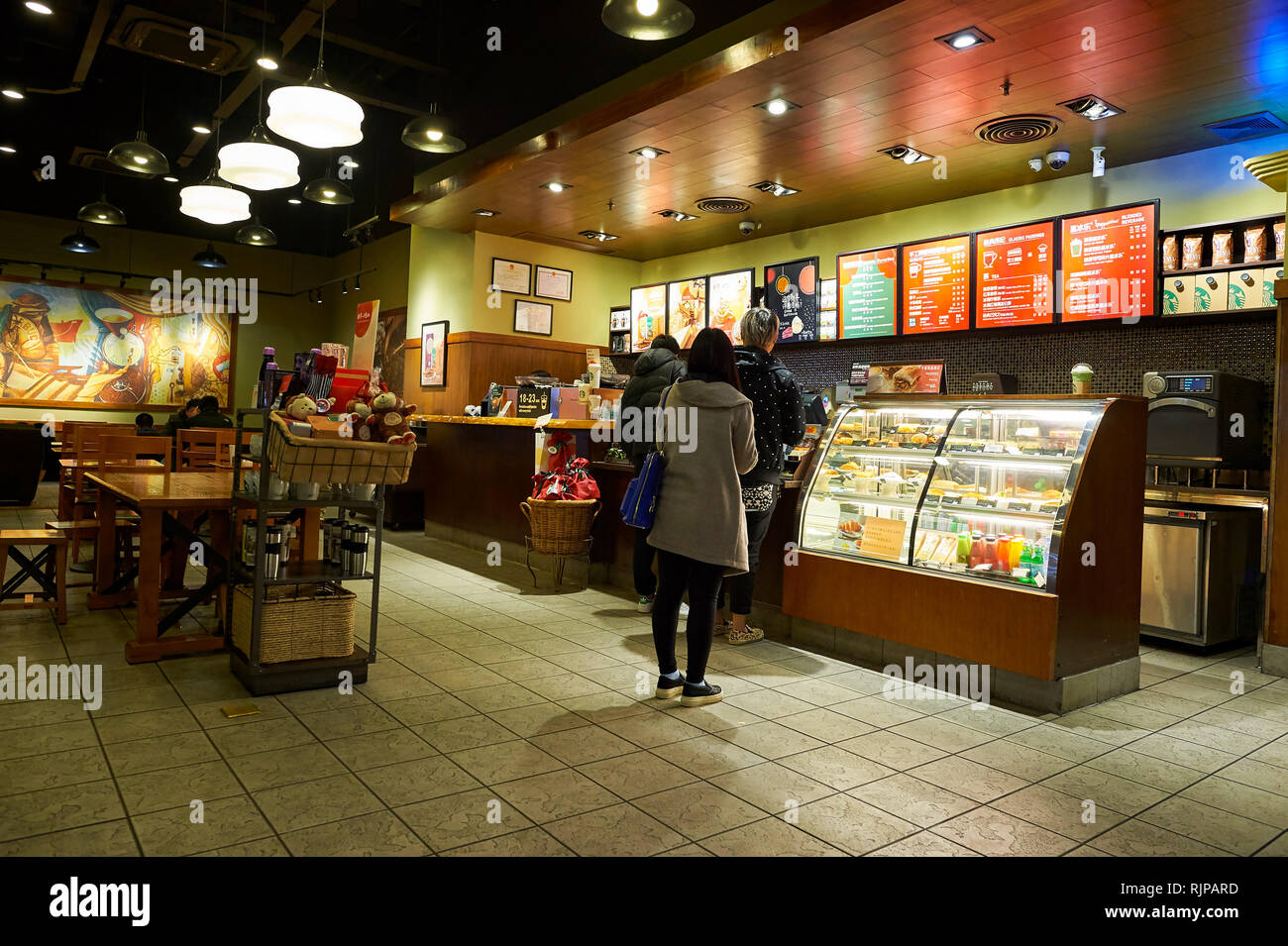 SHENZHEN, CHINA JANUARY 22, 2016 interior of Starbucks Cafe