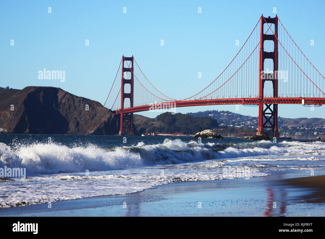 Baker Beach underneath the Golden Gate Bridge in San Francisco ...