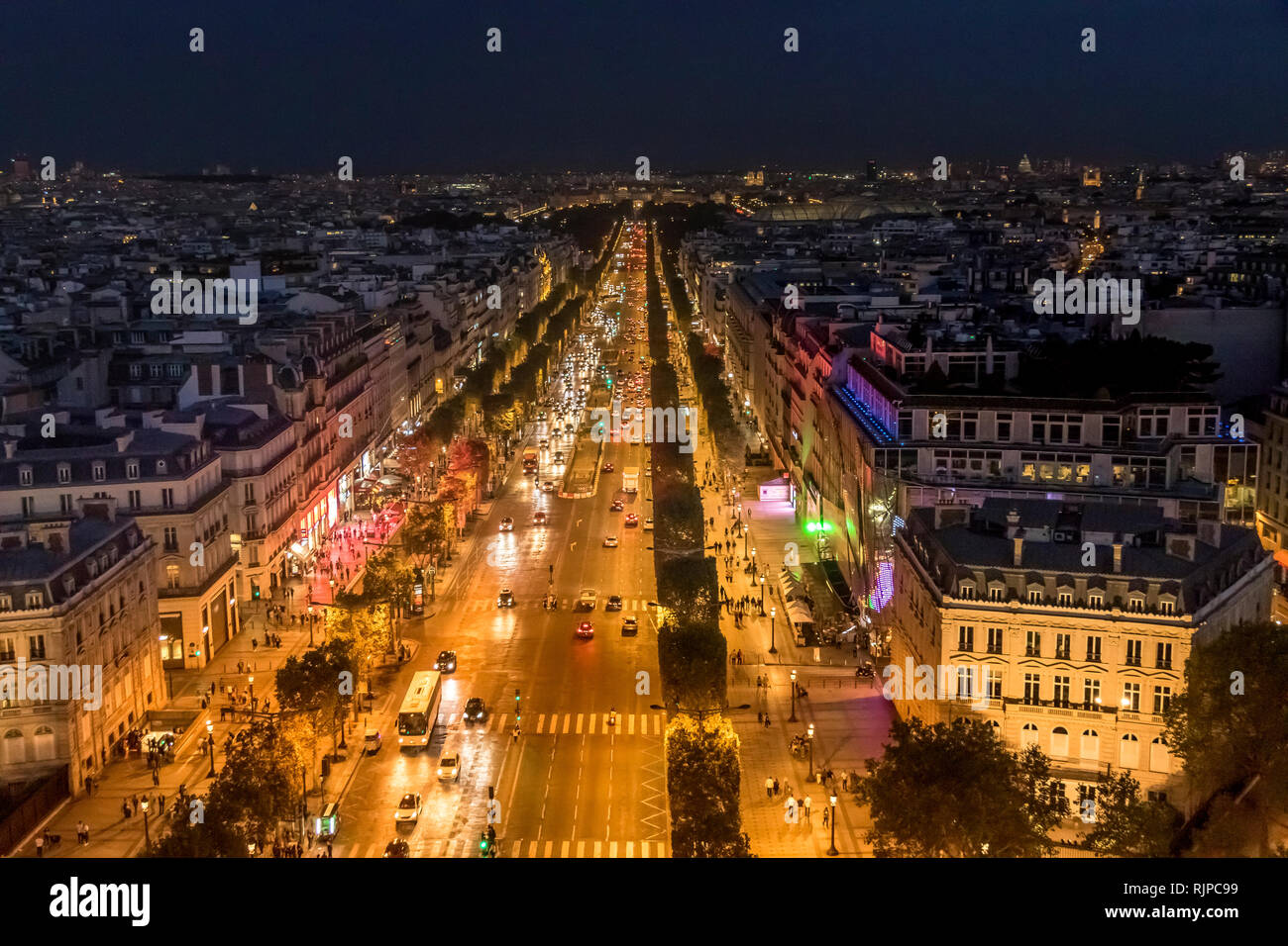 Champs elysees at night time hi-res stock photography and images - Alamy