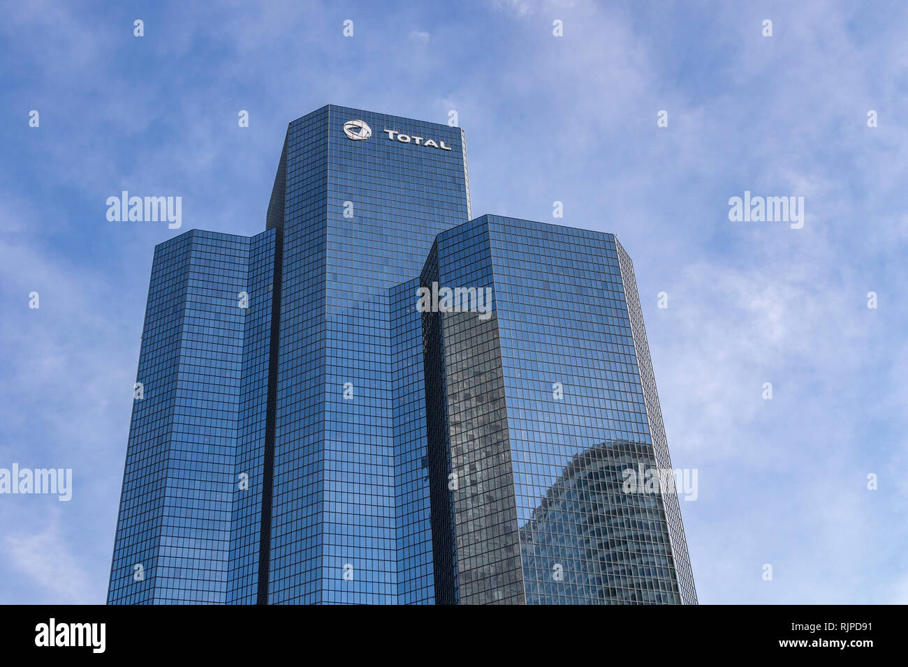 Tour Total or Total tower is an office skyscraper located in La Défense, Courbevoie Stock Photo