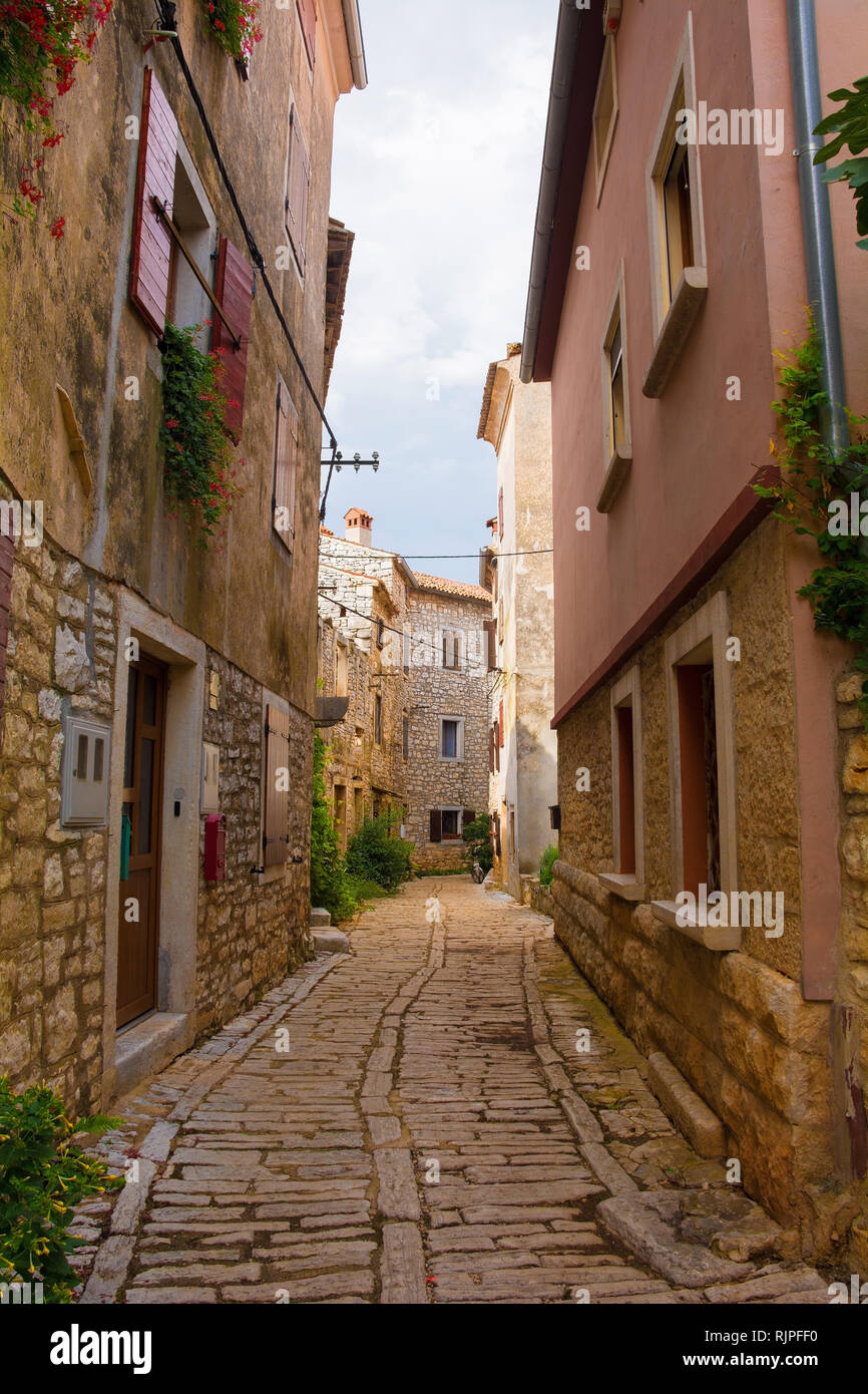 A street in the historic hill village of Bale (also called Valle) in ...