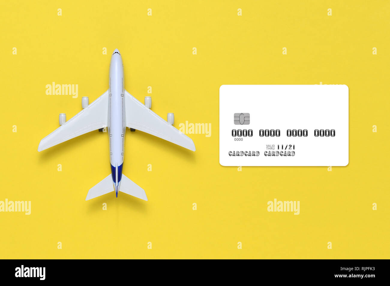 Download Toy Airplane And Credit Card Mockup On Yellow Background Top View Stock Photo Alamy PSD Mockup Templates
