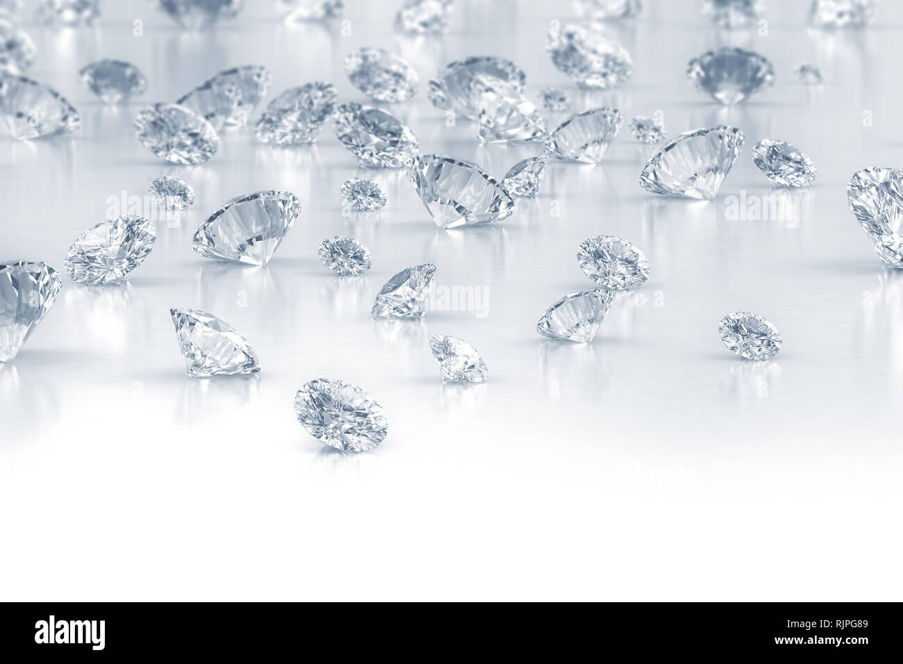 Group of scattered diamonds Stock Photo