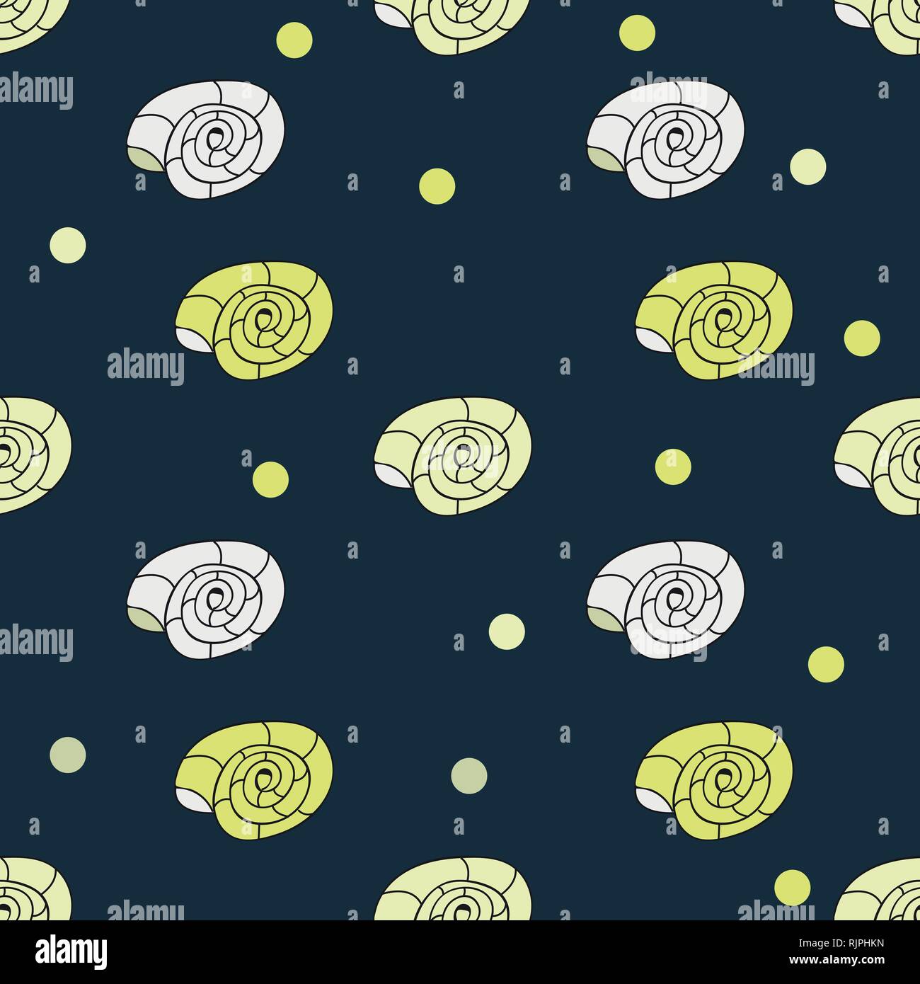 Seamless pattern with seashells. Vector illustration Stock Vector