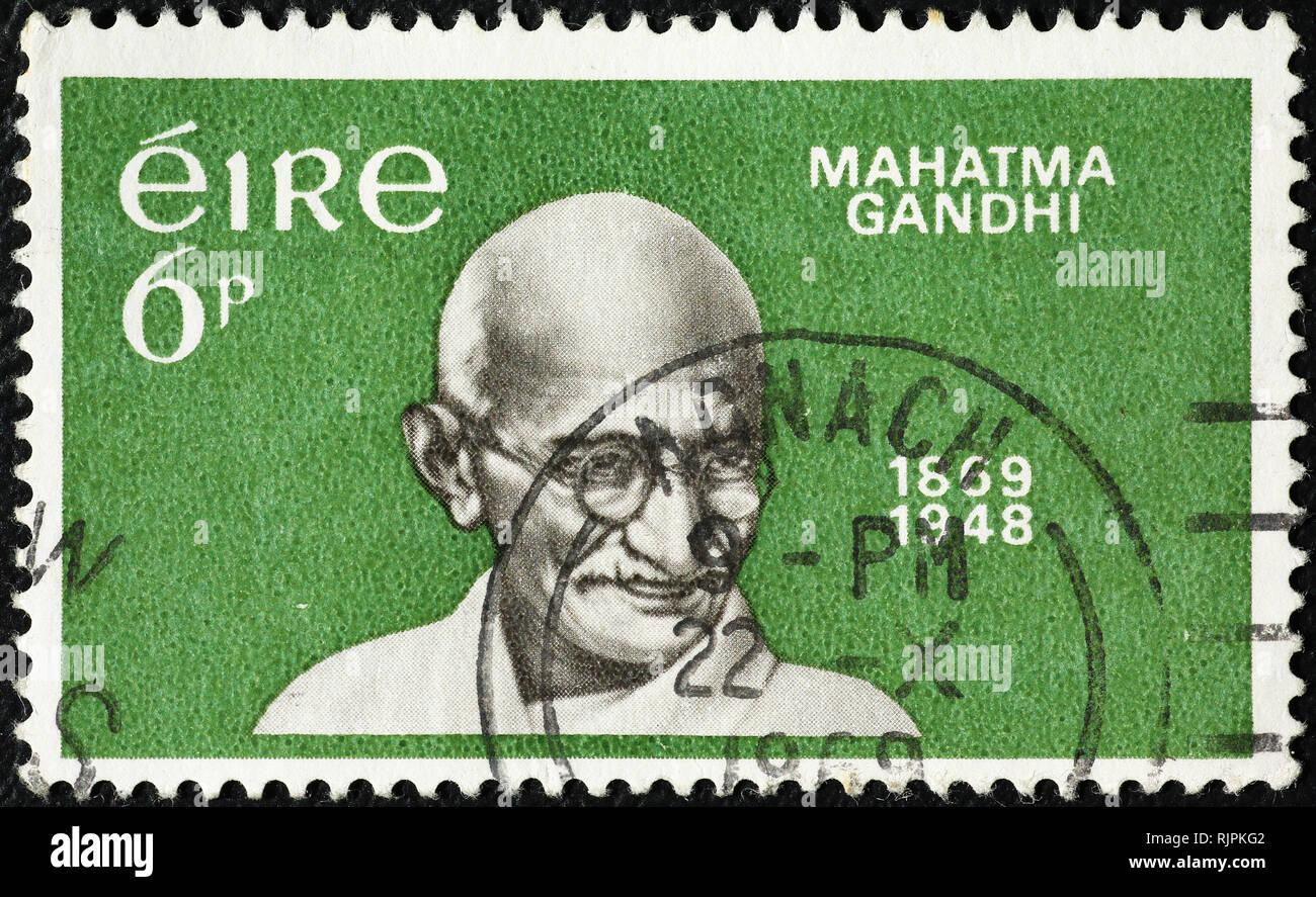 Mahatma Gandhi on irish postage stamp Stock Photo