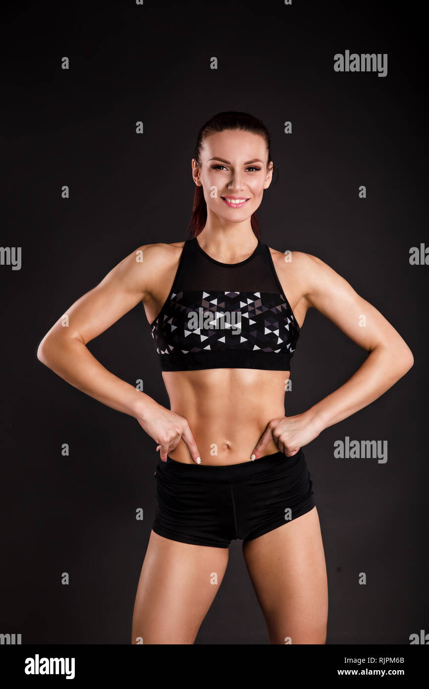 Strong abs, fit woman, chest hi-res stock photography and images - Alamy