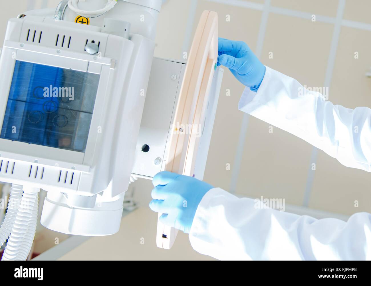 X Ray Imaging Operator Closeup Photo. Healthcare Industry Theme. Stock Photo