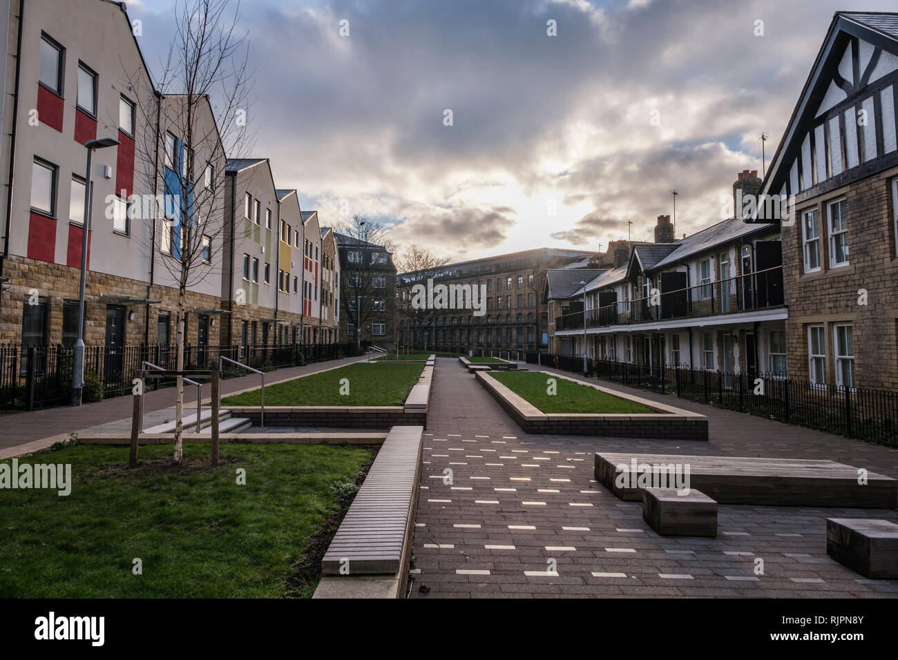 Modern City Centre homes in Back Roundhill Place near the centre of Bradford, West Yorkshire, England. Stock Photo