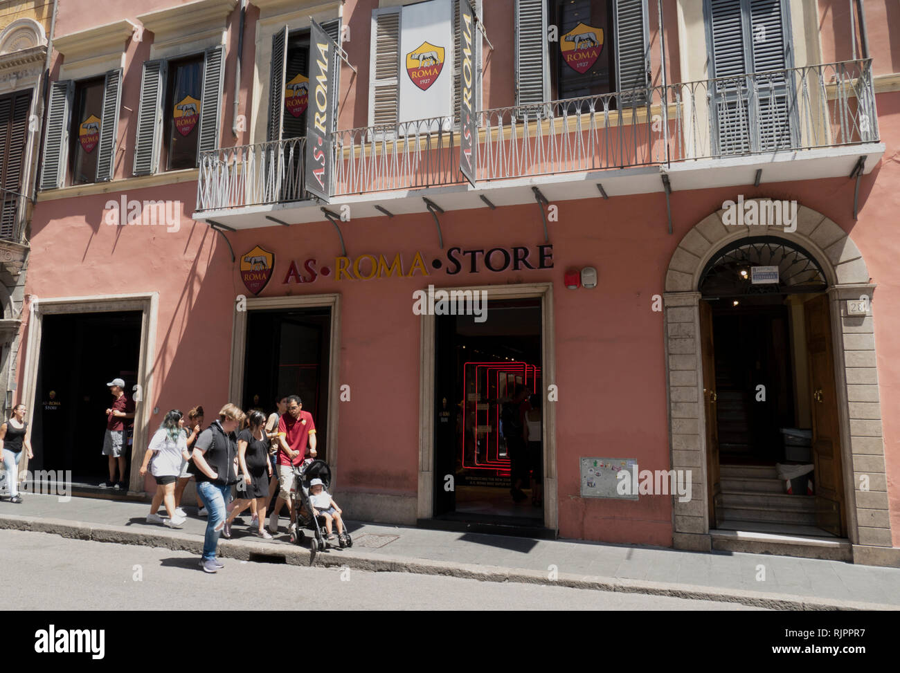 fanshop of the soccer club as rome in the old town of rome, italy Stock Photo