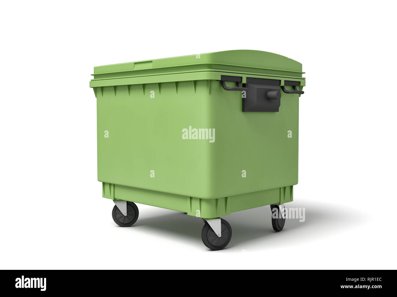 3d rendering of green trash bin isolated on white background. Digital ...