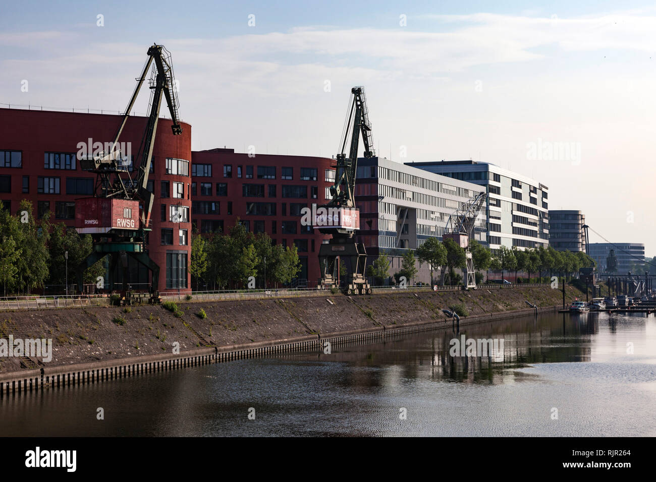 New housing area in inner harbor Duisburg Stock Photo