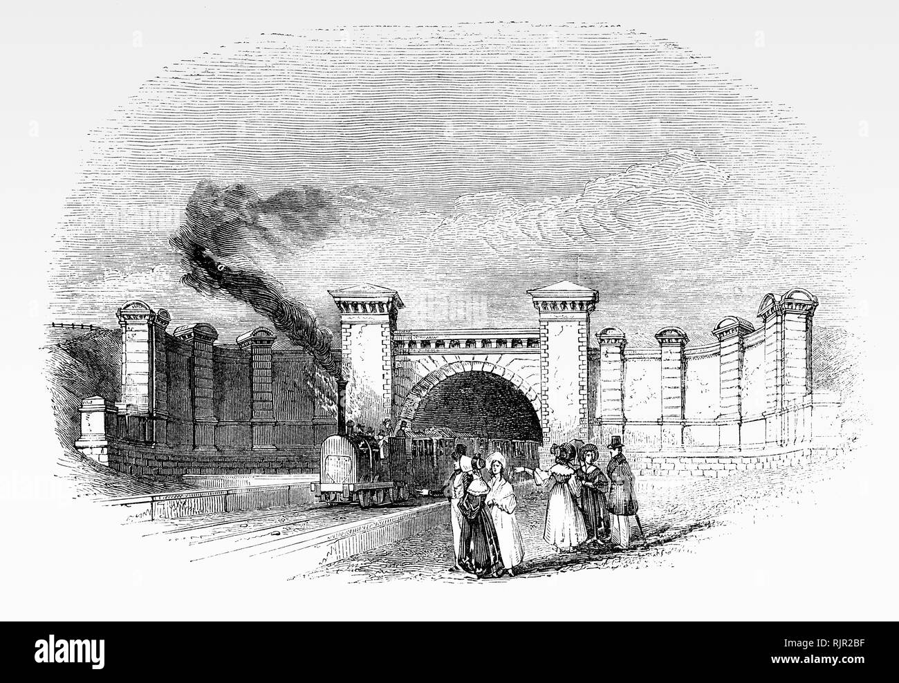 The railway tunnel at Primrose Hill near the railway station, in the London Borough of Camden, London, England. It was opened on 5 May 1855 as part of the first intercity railway between London and Birmingham (L&BR) planned by George and Robert Stephenson. Stock Photo