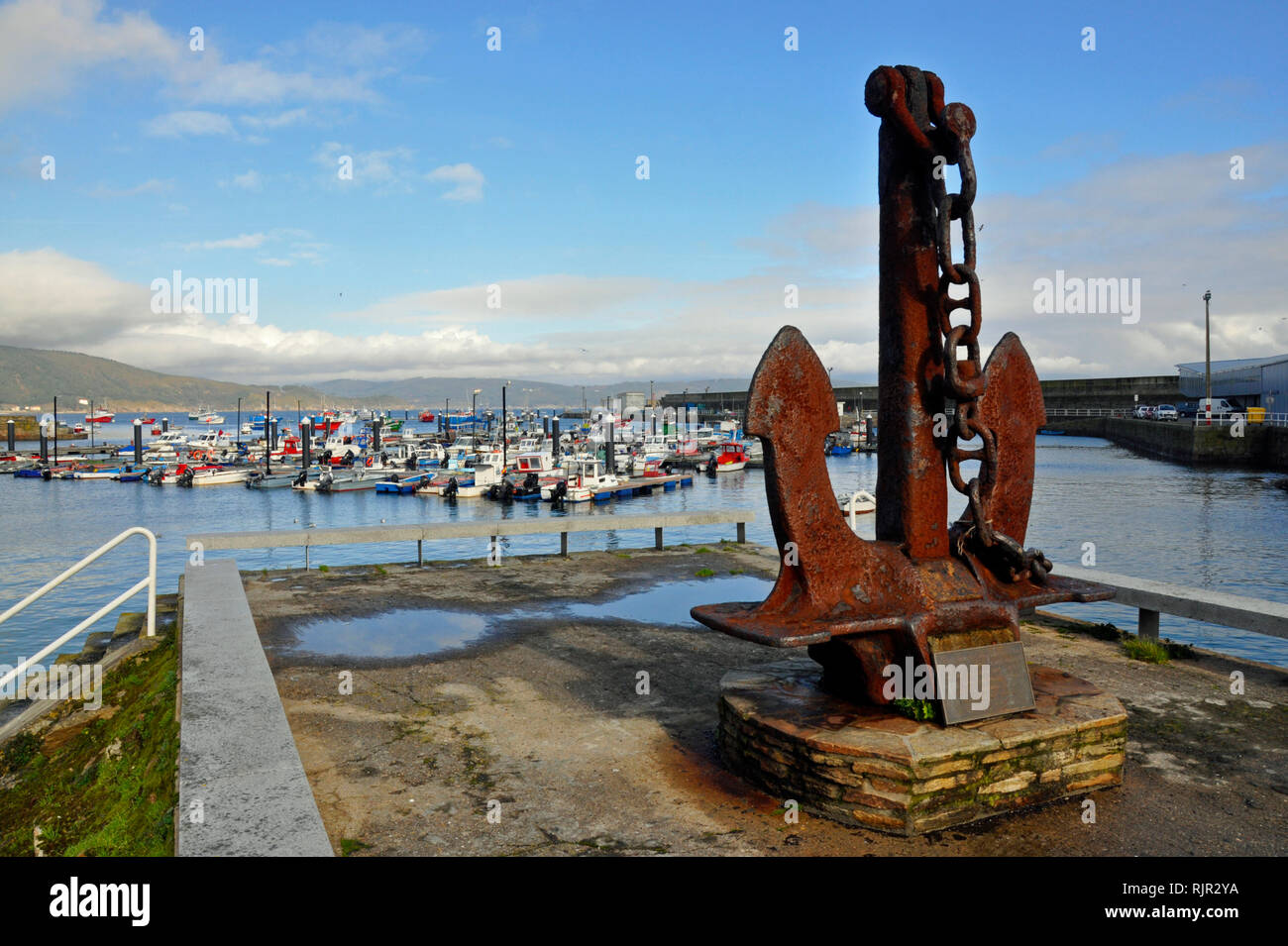 Anchor at harbour in Fisterra Stock Photo Alamy