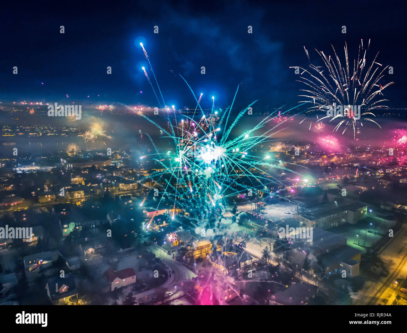 New Year's Eve Celebrations, Reykjavik, Iceland Stock Photo