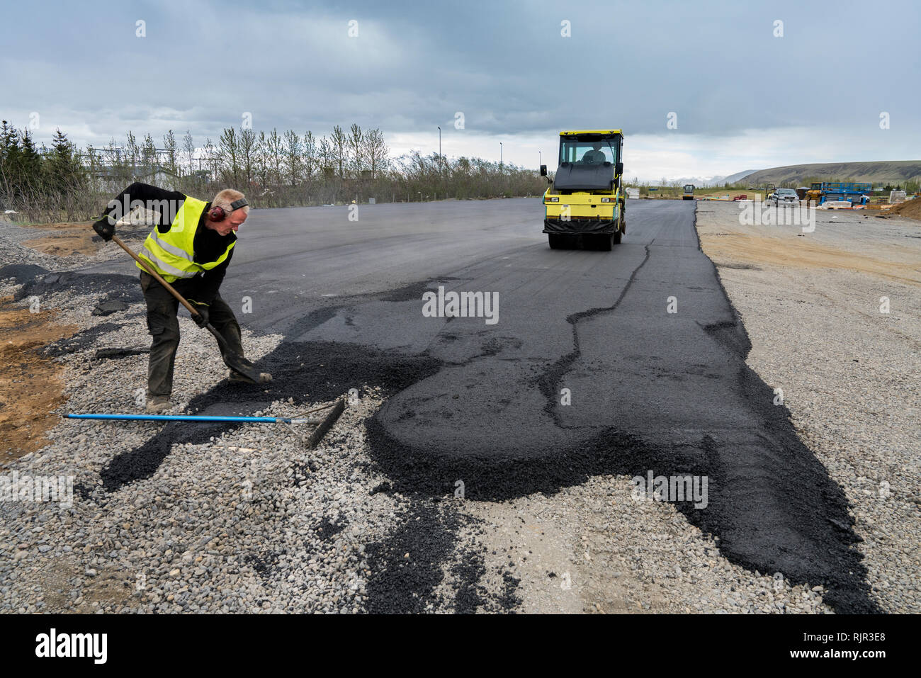 Road Work, Iceland Stock Photo