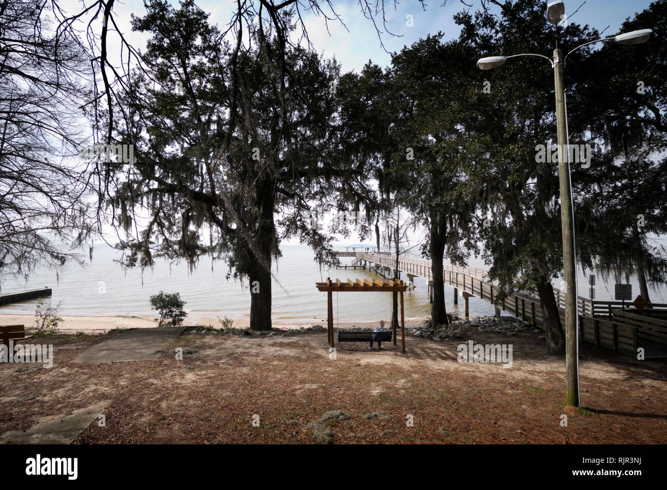 Public park overlooking Mobile Bay at Daphne, Alabma, USA Stock Photo