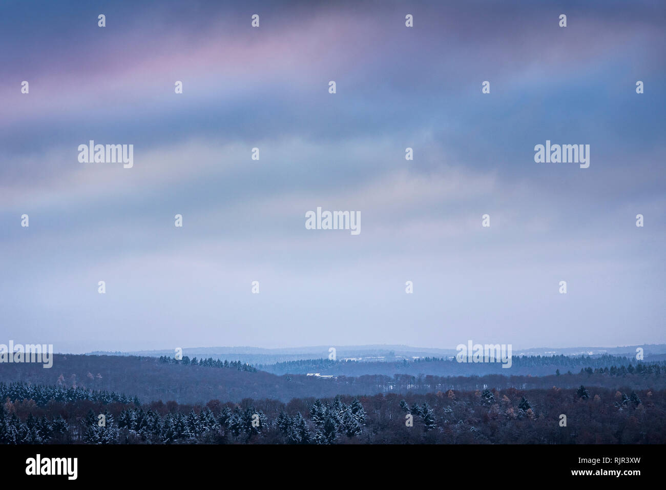 Black Forest landscape in winter, elevated view, Nussbaum, Germany Stock Photo