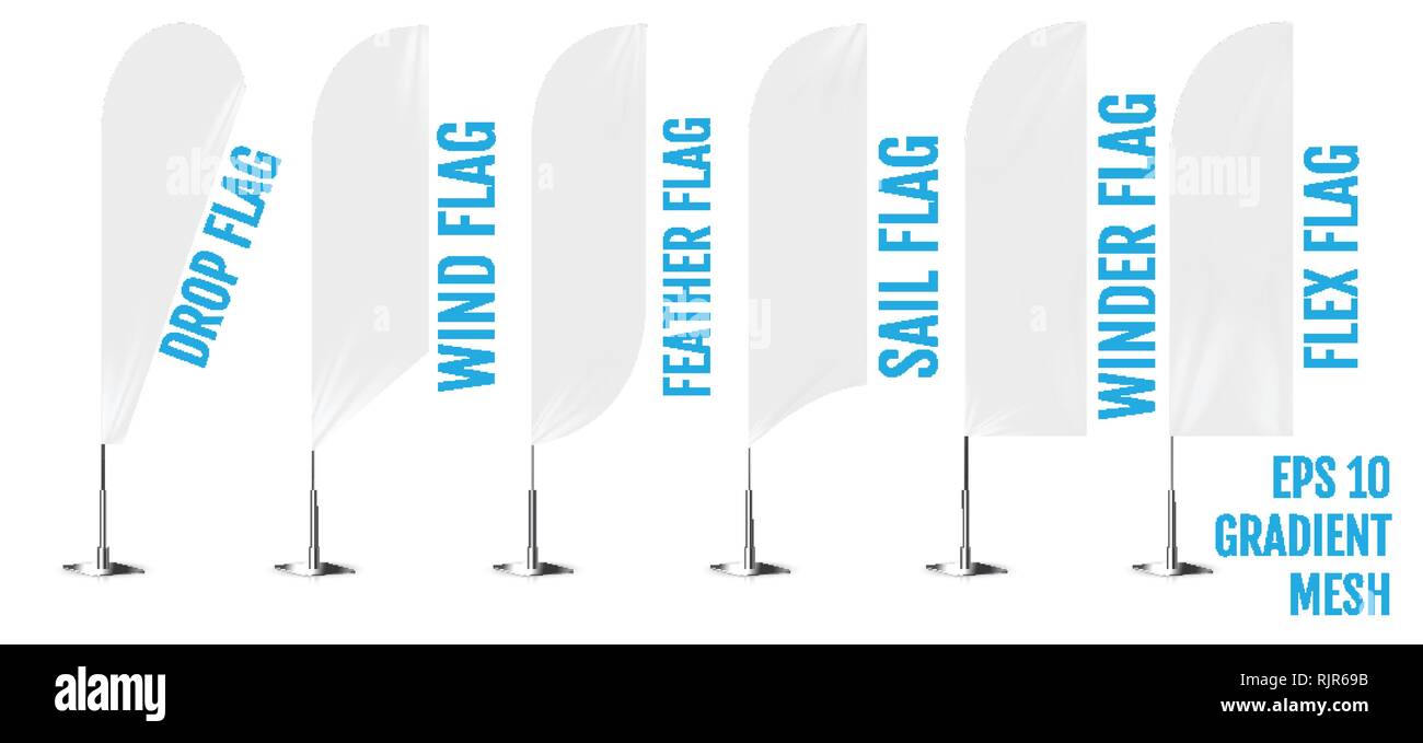Download Realistic White Banner Flags 3d Mockup Textile Waving Advertisement Banner Flags Stock Vector Image Art Alamy PSD Mockup Templates