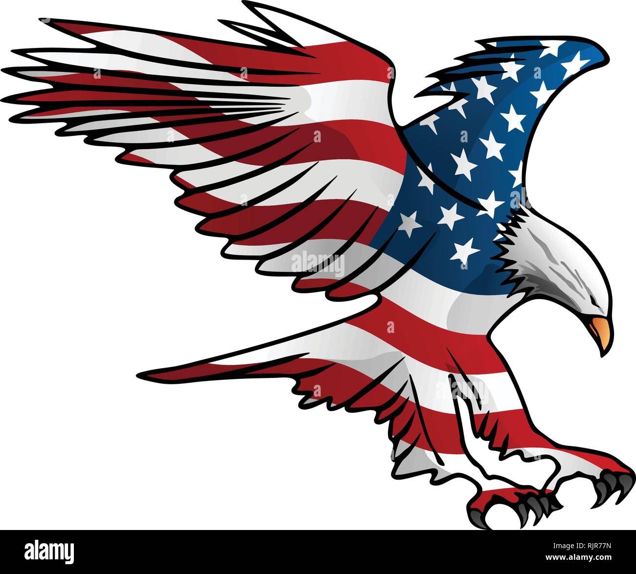 Patriotic Flying American Flag Eagle Vector Illustration Stock Vector