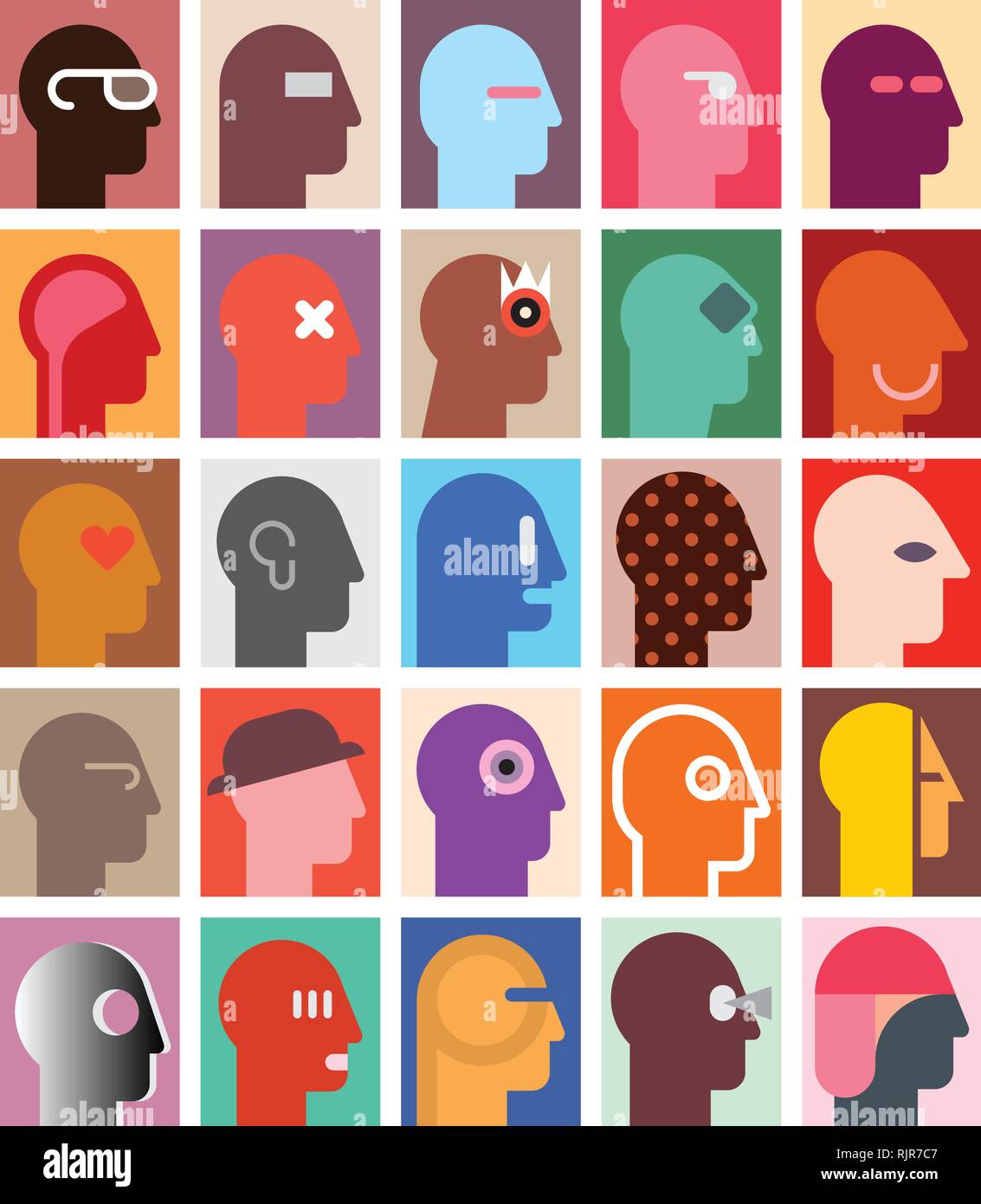 Various human portrait set. Abstract art vector illustration Stock ...